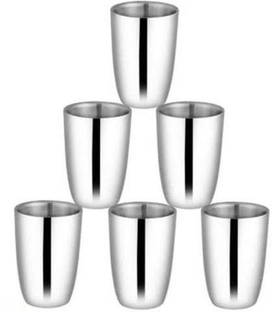 Shri & Sam (Pack of 6) High Grade Stainless Steel Nikki Glass Set Double Wall 6 PCS Glass Set Water/Juice Glass
