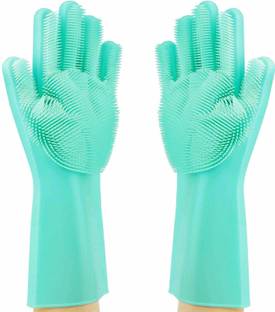 KITCHENGRAM Dishwashing Gloves With Scrubber Wet and Dry Glove