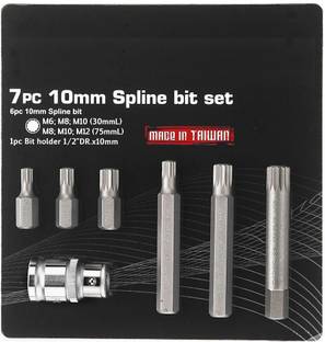 Mass Pro 7 Pcs Made in Tiwan 10mm Spline Bit Set 7 Pcs Made in Tiwan 10mm Spline Bit Set Screwdriver Bit Set