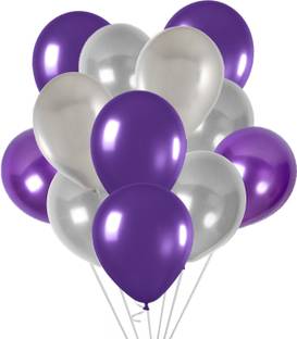 Bash N Splash Solid (25 Silver + 25 Purple) Metallic Happy Birthday Balloon Balloon