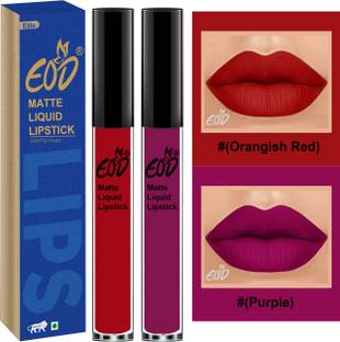 EOD Elite Collection Long Lasting Waterproof 100% Vegan Made in India Matte Liquid Lipstick Combo of 2 Lip Gloss Set no 105