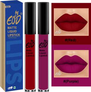 EOD Elite Collection Long Lasting Waterproof 100% Vegan Made in India Matte Liquid Lipstick Combo of 2 Lip Gloss Set no 118