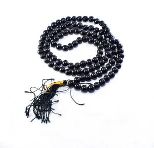 SPRIGEMS Jyotish Asha Presents Energized &Certified Natural Chalcedony Mala(77.410 gms) Black Hakik Mala/108 Beads Mala For Unisex Agate Stone Chain