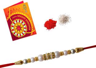 TR Designer BF-1 Mauli Thread Rakhi, Chawal Roli Pack, Greeting Card, Badge  Set