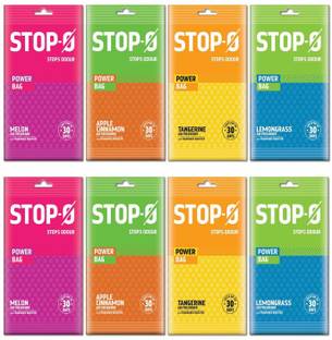 Lia Tangerine, Lemon Grass, Melon Gel stop o power bag aer pocket air/car freshner 10gm each(pack of 8)