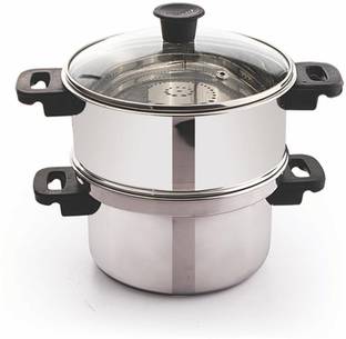 Luxuria GLASS LID STEAMER BIG 2 TIER Stainless Steel Steamer