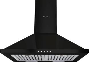 Glen Mia BLK 60 BF LTW Pyramid 60 cm| Baffle Filter | Low Noise Wall Mounted Chimney