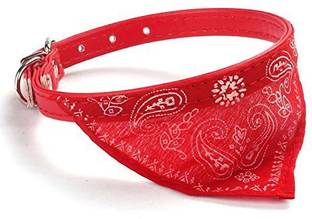 Sage Square Faux Leather Adjustable Scarf Cum Neckerchief Collar (Red) Dog & Cat Show Collar