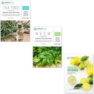 MIRABELLE COSMETICS KOREA OILY SKIN FACE SHEET MASK COMBO PACK OF 3