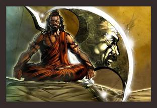 Mad Masters Lord Parshuram 1 Piece Wooden Framed Oil 12 inch x 18 inch Painting