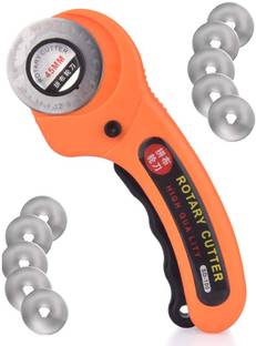 amiciTools Useful Manual Sewing Roller Cutter Rotary Blade 45 mm Cutter with 10 Extra Blade for Quilters Sewing, Fabric, Paper, Leather and Vinyl Rotary Fabric Cutter
