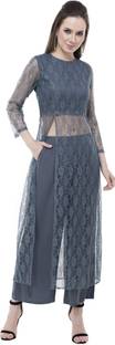 V&M Women Two Piece Dress Grey Maxi/Full Length Dress