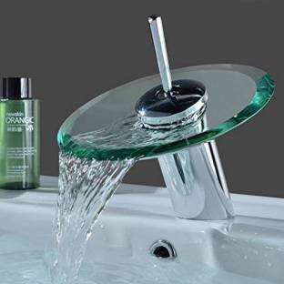 E-pak Bathroom Basin Mixer Green Vessel Glass Spout Waterfall Faucet Brass Tap