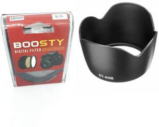 BOOSTY Branded Et 60 lens hood Replacment 18-55Mm 55-250Mm with 58mm Saftey uv Lens Filter  Lens Hood