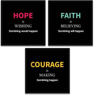 Framed Motivation Quote Art ( 12 inch x 12 inch Each ), Set Of Three Paper Print