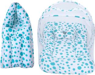 Miss & Chief by Flipkart Baby Combo Of Mattress With Mosquito Net & Sleeping Bag Baby Bed & Sleeping Bag Polycotton Circle Print
