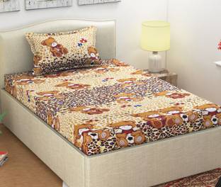 Shubh 104 TC Microfiber Single Cartoon Flat Bedsheet