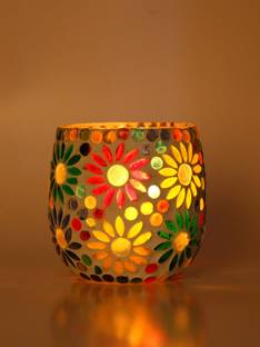 AFAST New Trendy Designer Candle Tealight Holder Decorated With Colorful Chips & Beads For A Romantic & Magical Lighting Effects-VZ18 Glass 1 - Cup Tealight Holder