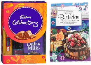 Cadbury Mini Chocolate Gift Pack With Attractive Birthday Greeting Card Combo