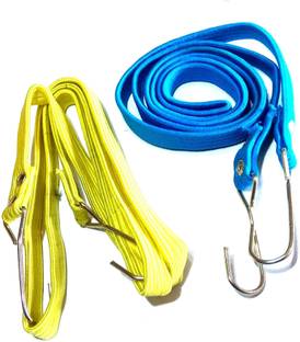 nawani Elastic Rope With Hooks (Pack Of 2), Goods From Creeping Down-Four Steel Hooks. Green, Blue