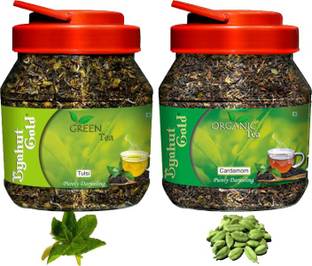 Byahut Gold Tulsi Green Tea and Cardamom Organic Tea Cardamom, Tulsi Green Tea Mason Jar