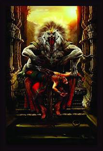 Mad Masters Narasimha 1 Piece Wooden Framed Painting |Wall Art | Home Décor | Painting Art | Unique Design | Attractive Frames(Mad 2466) Oil 18 inch x 12 inch Painting