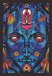 Mad Masters Psychedelic Head Color Illustration on Abstract Background Framed Painting (Wood, 18 inch x 12 inch, Textured UV Reprint)(Mad R1 1456) Oil 18 inch x 12 inch Painting