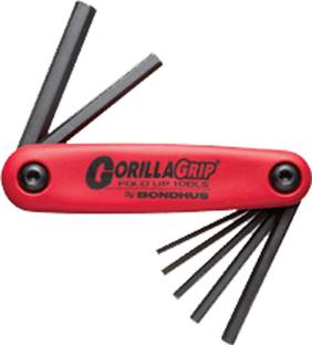 BONDHUS 12587, Set 7 Hex GorillaGrip Fold-up Tools 2-8mm| Allen Key Set