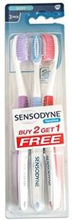 SENSODYNE Sensitive Plastic Toothbrush - Pack of 2+1 Medium Toothbrush