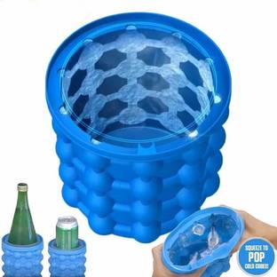 GLOWIS 1 L Silicone Silicone Space Saving Silicone Ice Cube Maker Ice Bucket (Multicolor) Ice Bucket