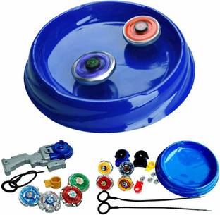 Authfort New 8 in 2 Metal Bey-blades Toy Set with Stadium and 3 Launchers