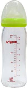 Pigeon Wide Neck Glass Feeding Bottle 240ML CLINICALLY Tested 3+ Months - 240 ml