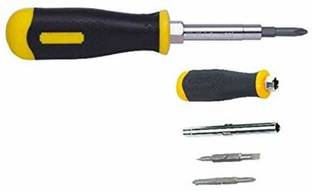STANLEY 6 Way Screwdriver, Yellow and Black Standard Screwdriver