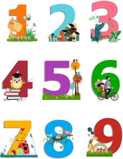 Zampyy 80 cm Numbers (1,2,3) Large Vinyl Wallstickers(60 cm x 70 cm) Self Adhesive Sticker