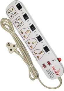 SGJET 5 Switches 7 Sockets Dual USB 2.1 Amp Extension Board/Cord 7 Socket Extension Boards