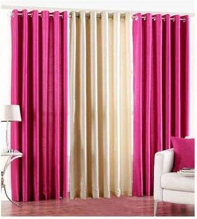 good luck textile 152.4 cm (5 ft) Polyester Semi Transparent Window Curtain (Pack Of 3)