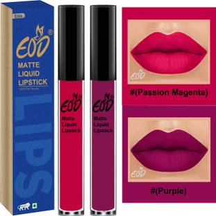 EOD Elite Collection Long Lasting Waterproof 100% Vegan Made in India Matte Liquid Lipstick Combo of 2 Lip Gloss Set no 140