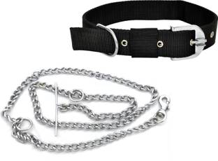 ADIOS BLACK DOG COLLAR WITH DOG CHAIN Dog Collar & Chain