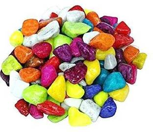 OrchidWala MULTICOLOR STONE PEBBLES - 900 GRAM GARDEN & AQURIUM DECOR Polished Asymmetrical Rock Stone