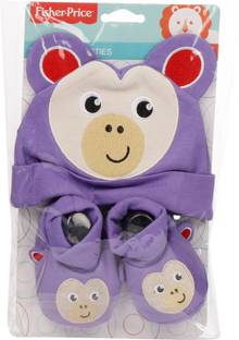 FISHER-PRICE Fisher Price Baby Cap & Booties Set Pack of 2 Purple (Monkey)