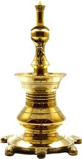 Heribay Vasthu Vilakku Oil Lamp Panchaloha Mix, Golden Color 24cm (1 Qty) Bronze Table Diya