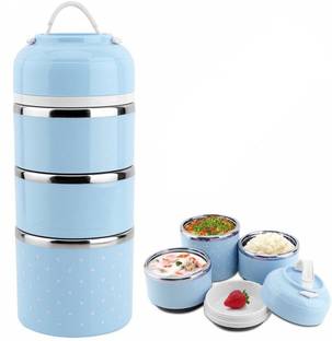 DUNGRANI ENTERPRISE 3 Layer Lunch Box Picnic Food Container Tiffin Hot Box (Blue) 3 Containers Lunch Box (1230 ml) 3 Containers Lunch Box