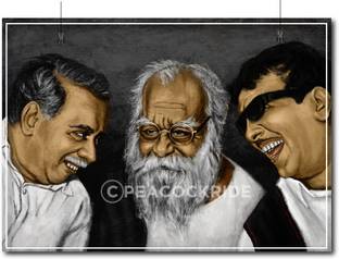 Periyar Anna Karunanidhi Wall Poster A3 Fine Art Print