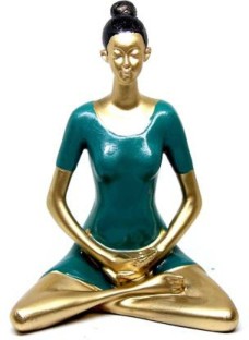Porcelain Gold Yoga Lady Statue Seated Yoga asana Yoga Figurine