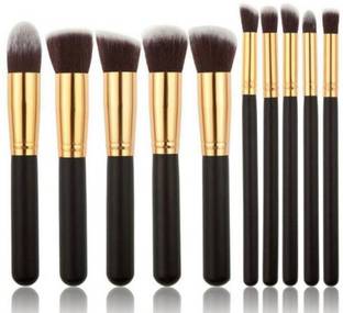 Crazy girl 10 pcs Premium Synthetic Makeup Brush Set (black) (Pack of 10)