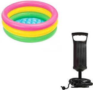 इकॉम भारत 2FT INFLATABLE TRI COLOR BATH TUB TOY FOR KIDS WITH PUMP इन्फ्लेटेबल स्विमिंग पूल