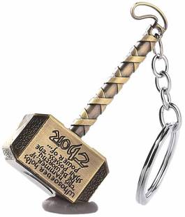 Daylfonos Thor Hammer Marvel Avengers Superhero Gold Metal Ring Key Key Chain