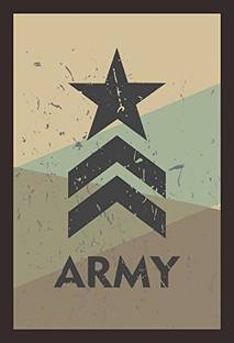 Mad Masters Army Military Stamp, Label, Sign. Framed Painting (Wood, 18 inch x 12 inch, Textured UV Reprint)(Mad R1 1748) Oil 18 inch x 12 inch Painting