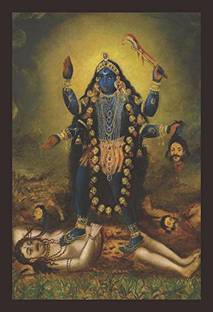 Mad Masters Maa Kali and Shiva Framed Painting (Wood, 18 inch x 12 inch, Textured UV Reprint)(Mad R1 1805) Oil 18 inch x 12 inch Painting