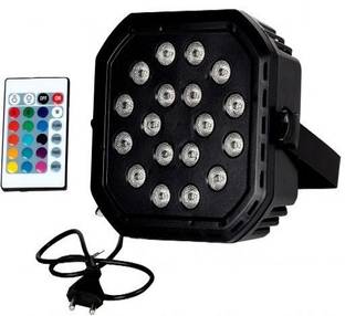 Big Deeper 90W DJ LED Par Flood Light with 18 LEDs for use in Home Party; Festivals, Live Shows and Stage Lighting with 24 Keys Remote Control Shower Laser Light